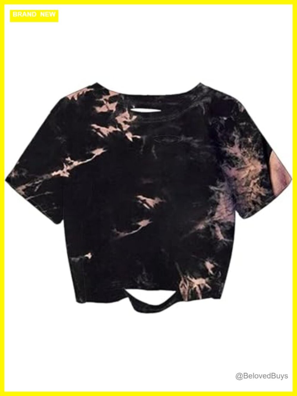 Crop Top Distressed Short Sleeve Crewneck T Shirt Cotton Blend